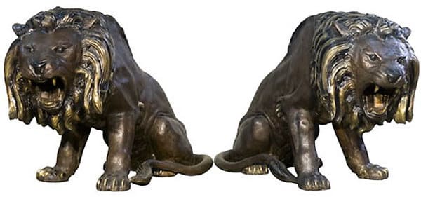Bronze Growling Lion Statues - AF 56666-68