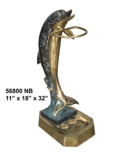 Bronze Jumping Dolphin Statue - AF 56800NB