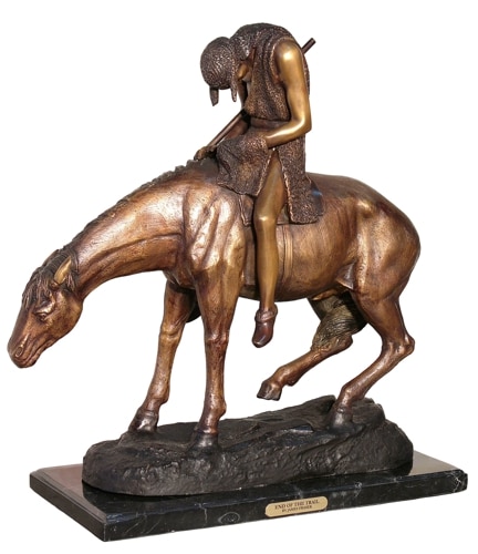 Bronze Remington End Trail Statue - AF 57390MTT