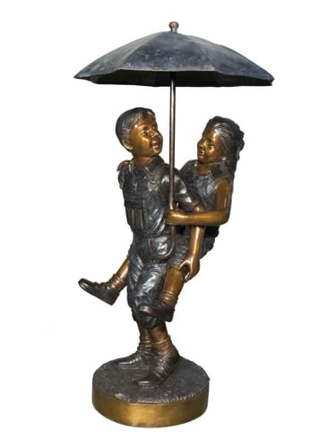 Bronze Young Lovers Umbrella Fountain - AF 82049
