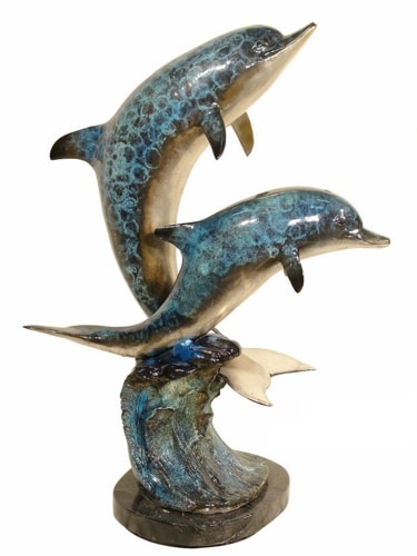 Bronze Jumping Dolphin Statue - AF 87070NB