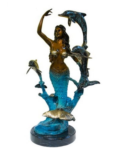 Bronze Mermaid Table Top Statue - AF 97066NA