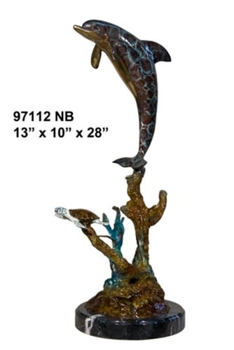 Bronze Jumping Dolphin Statue - AF 97112NB