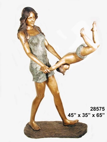 Bronze Mother Swinging Baby Statue