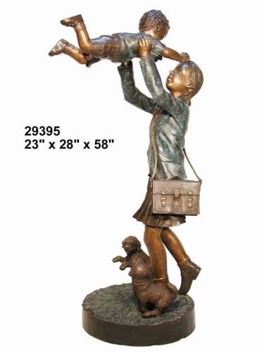 Bronze Mother Swinging Baby Statue