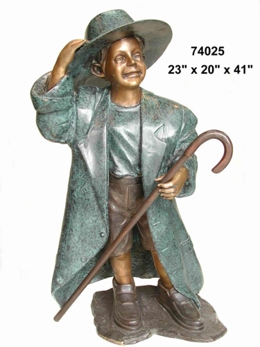 Bronze Boy Playing Father Statue - AF 52230-1