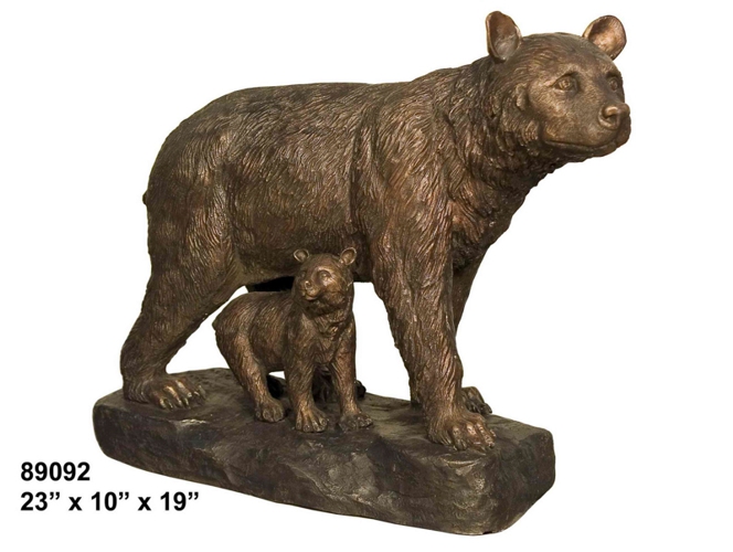 Bronze Bear & Cub Statue - AF 89092