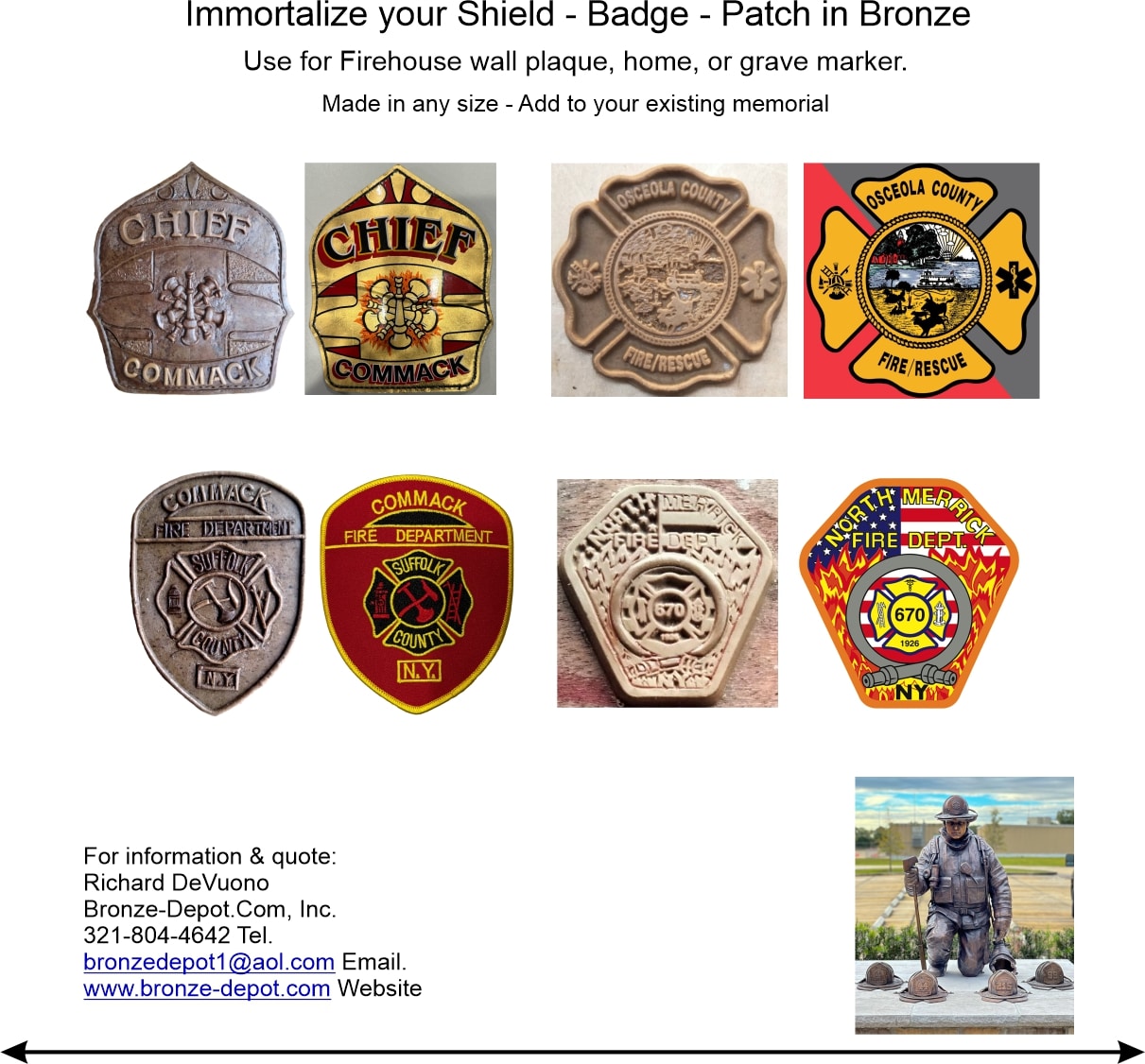 Bronze, Firefighter plaques shields, badges. - DD B-1
