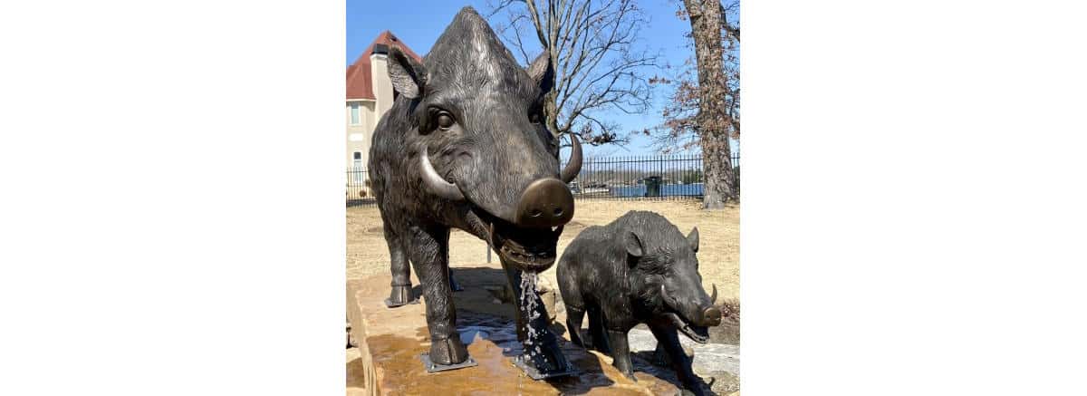 bronze razorback mascot statue