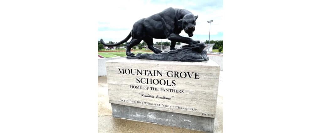 Bronze panther school mascot statue