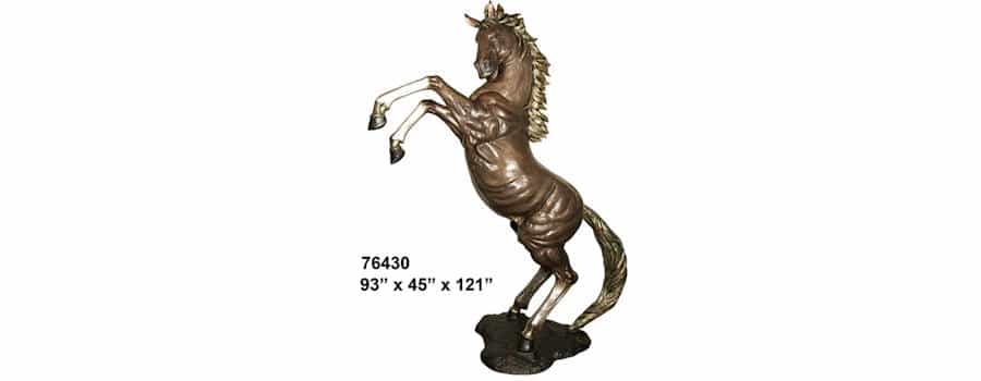 Hand-crafted bronze rearing horse statue