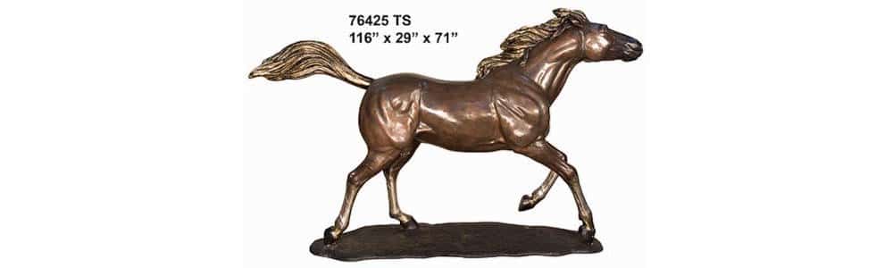 bronze running horse mascot statue