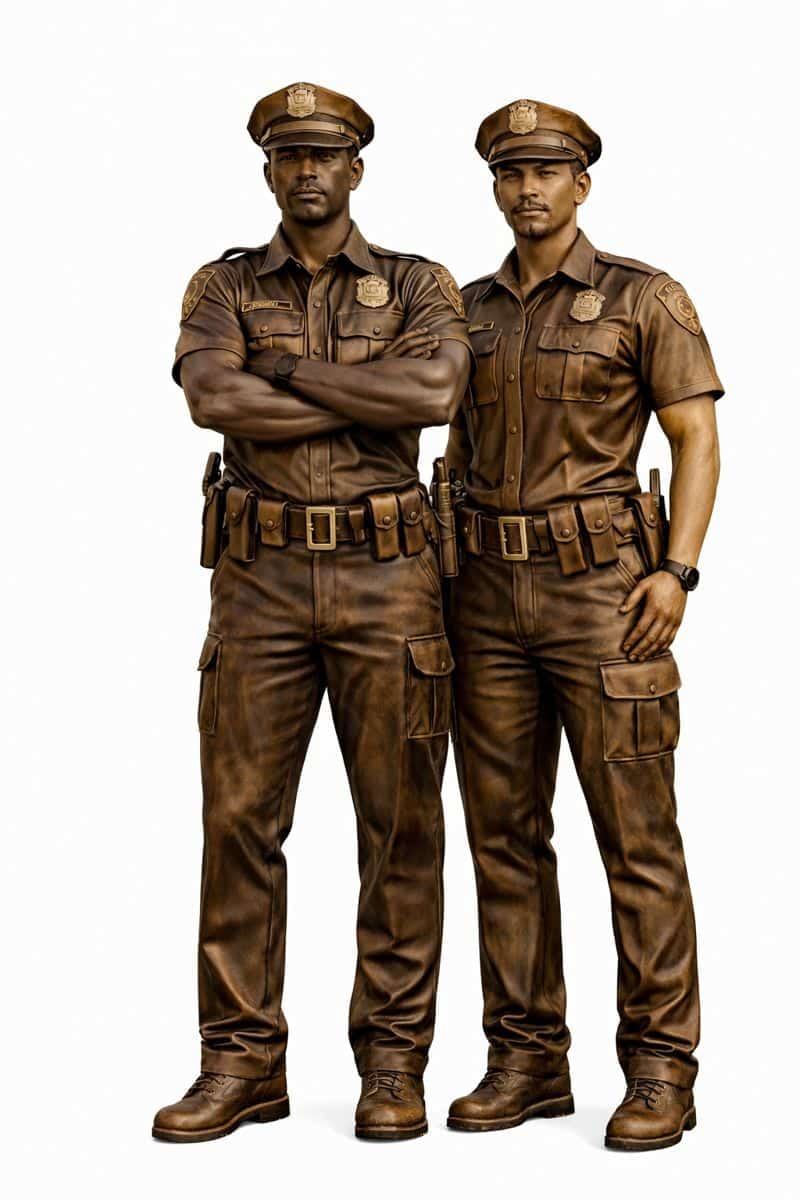 Bronze African American & Latino Police Officer Statues - DD 101 BLM