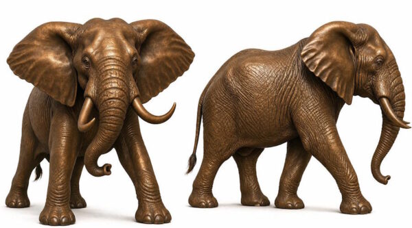 bronze bull elephant statue charging presence pose