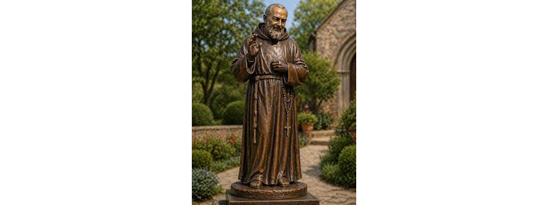 bronze Saint Padre Pio statue for church prayer or healing memorial display