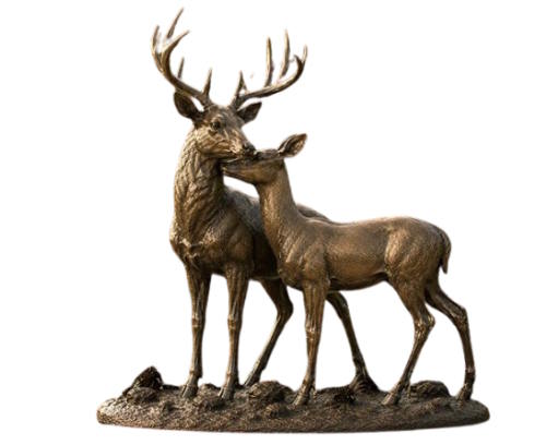 Bronze Buck Nuzzling Doe Statue - AA BD 2