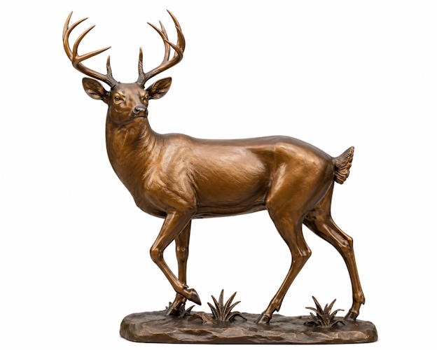 Bronze Standing Buck Deer Statue - AA Buck 1