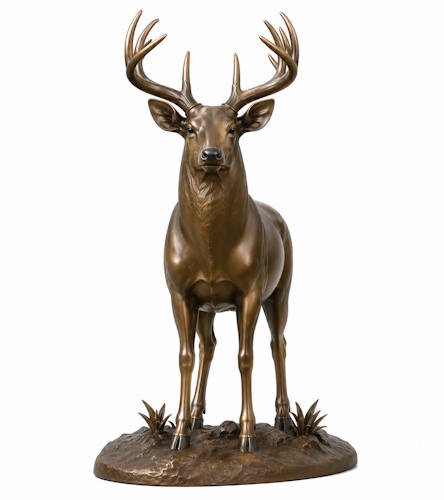 Bronze Regal Whitetail Buck Statue With Base - AA Buck 13B
