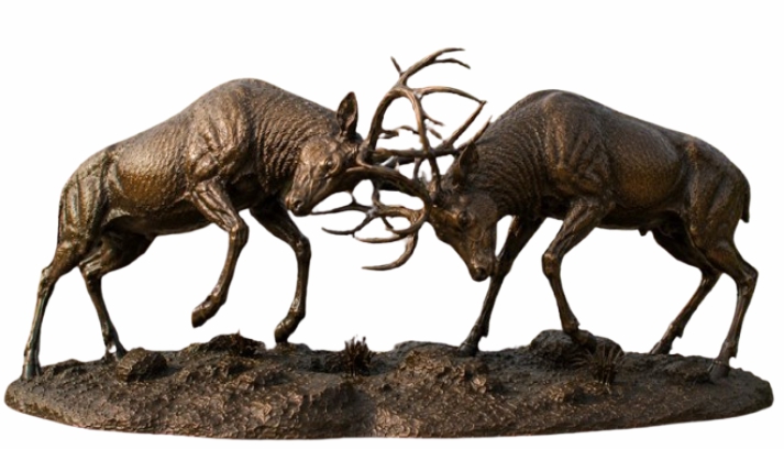 Bronze Dueling Buck Deer Statue - AA Buck 7