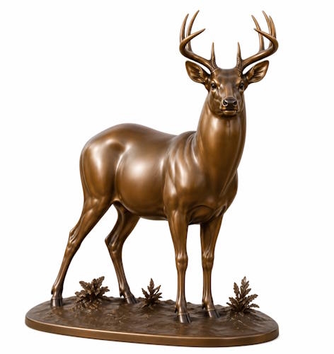 Bronze Highland Buck Statue With Base - AA Buck 9B
