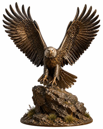 Bronze Bald Eagle Statue Preparing for Flight - AA-EG 12