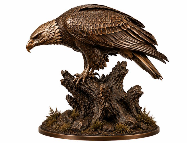 Bronze Bald Eagle Statue Searching for Prey - AA-EG 13