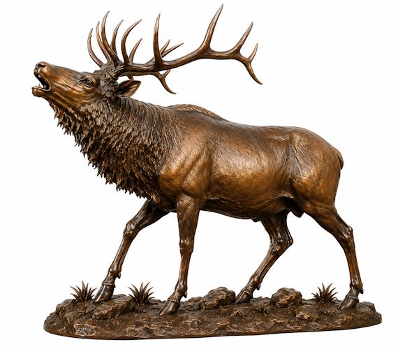 Bronze Standing Bull Elk Statue - AA ELK 2B