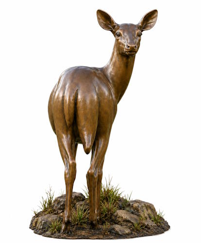 Bronze Standing Female Elk Statue - AA ELK C 2