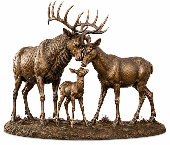 Bronze Elk Family Statue - AA ELK FM 2B L
