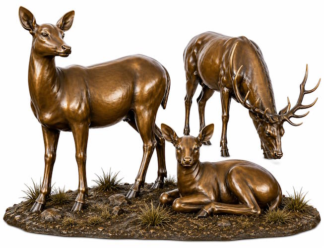 Bronze Elk Family Statue - AA ELK FM 4B