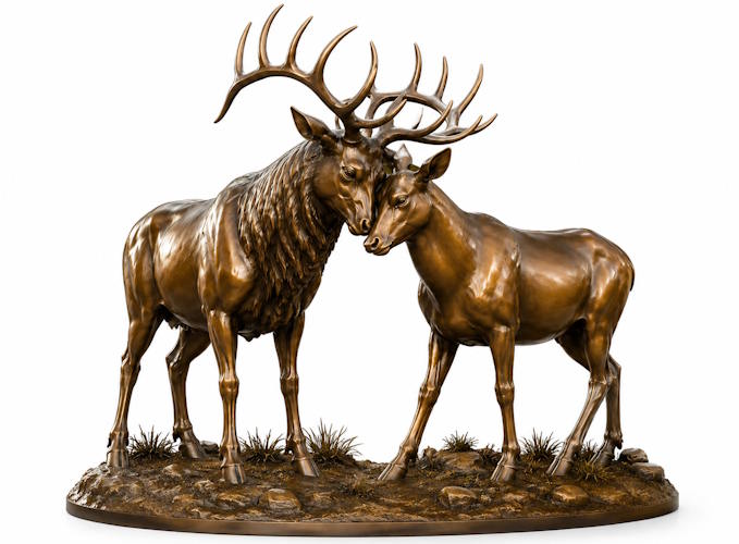 Bronze Elk Love Statue - AA ELK L 1B