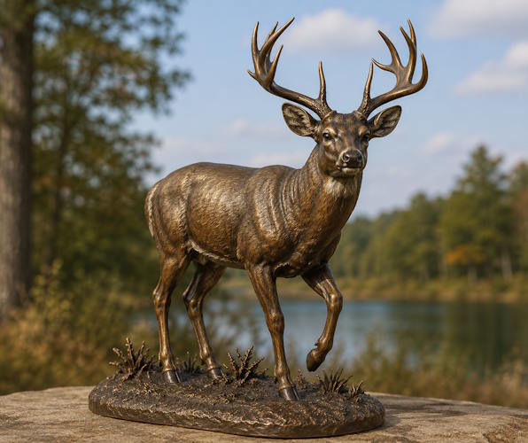 Bronze Woodland Trophy Buck Statue With Base - AA Buck 14B
