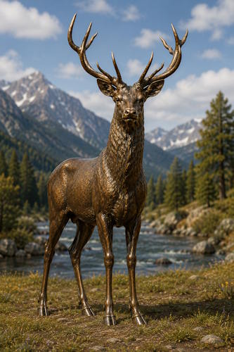 Bronze Mountain Monarch Buck Statue - AA Buck 15