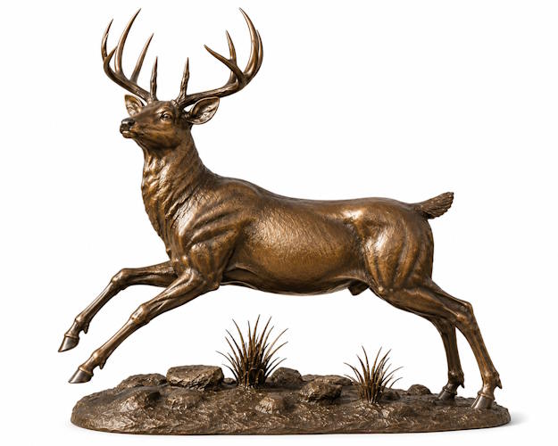 Bronze Bounding Buck Deer Statue - AA Buck 4