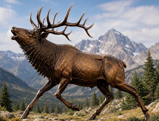 Bronze Bugling Elk Statue - AA ELK 1
