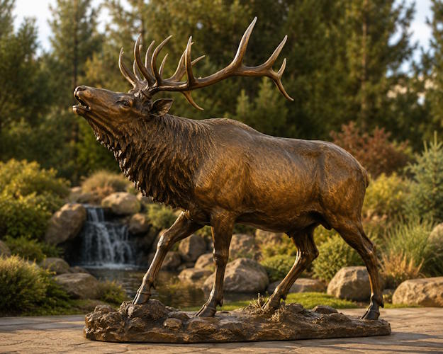 Bronze Standing Bull Elk Statue - AA ELK 2B