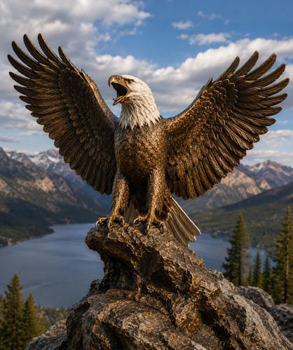 Majestic Bronze Bald Eagle Statue - AA-EG 6