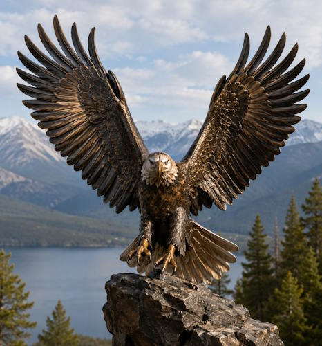 Majestic Bronze Eagle Statue with Raised Wings - AA-EG 8