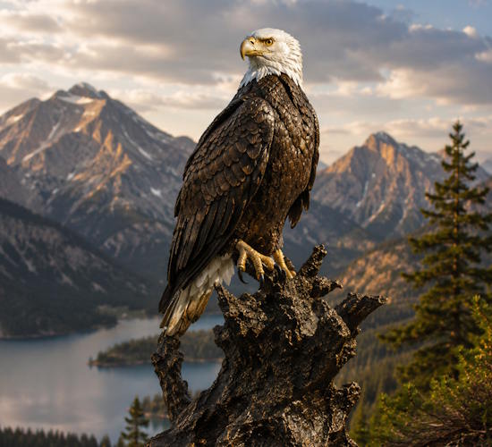 Bronze Bald Eagle Statue Guarding the Wilderness - AA-EG 9