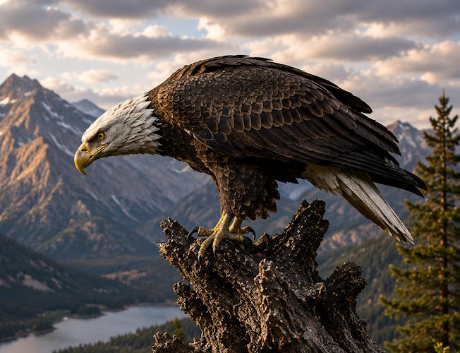 Bronze Bald Eagle Statue Searching for Prey - AA-EG 13