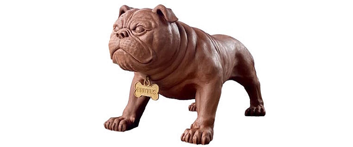 Completed clay model of the Tracy High School bulldog mascot sculpture