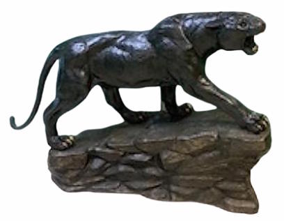 Bronze Panther Monument created for the 2nd Battalion, 69th Armor Regiment (Panther Battalion) at Fort Stewart, Georgia. The life-size bronze panther stands on a sculpted rock base with detailed musculature and an alert, forward-moving pose as part of Bronze Depot's From Concept to Bronze™ process.