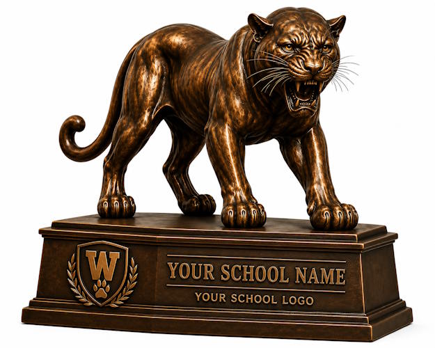 Bronze Panther Mascot Statue on Custom School Base - AA- PA 17