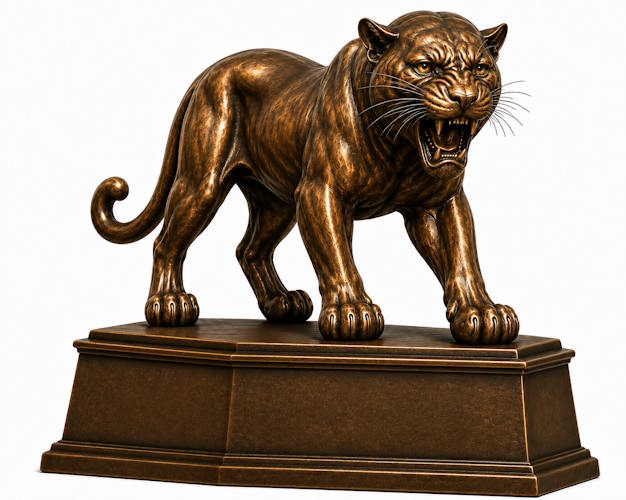 Bronze Panther Mascot Statue with Pedestal Base - AA- PA 18