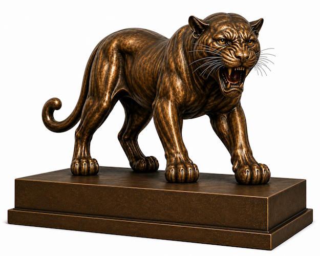 Bronze Panther Mascot Statue on Rectangular Base - AA- PA 19