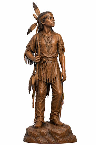 Bronze American Indian Boy Statue - AA 23 Indian