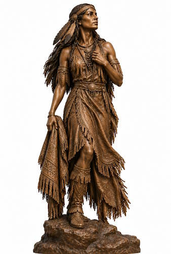 Bronze American Indian Squaw Statue - AA 22 Indian