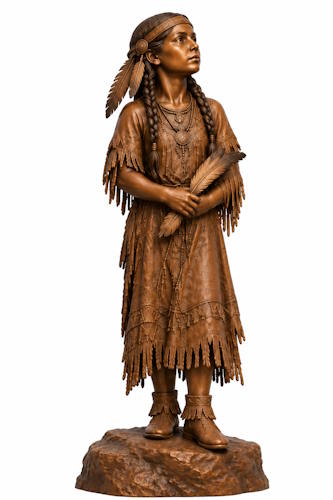 Bronze American Indian Girl Statue - AA 24 Indian