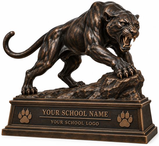 Bronze Charging Panther Mascot Statue on Custom School Base - A-10 PA