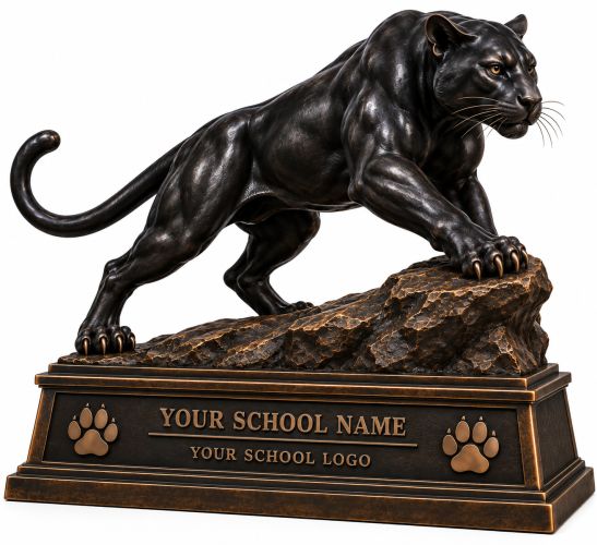Bronze Panther Mascot Statue on Custom School Base - A-2 PA